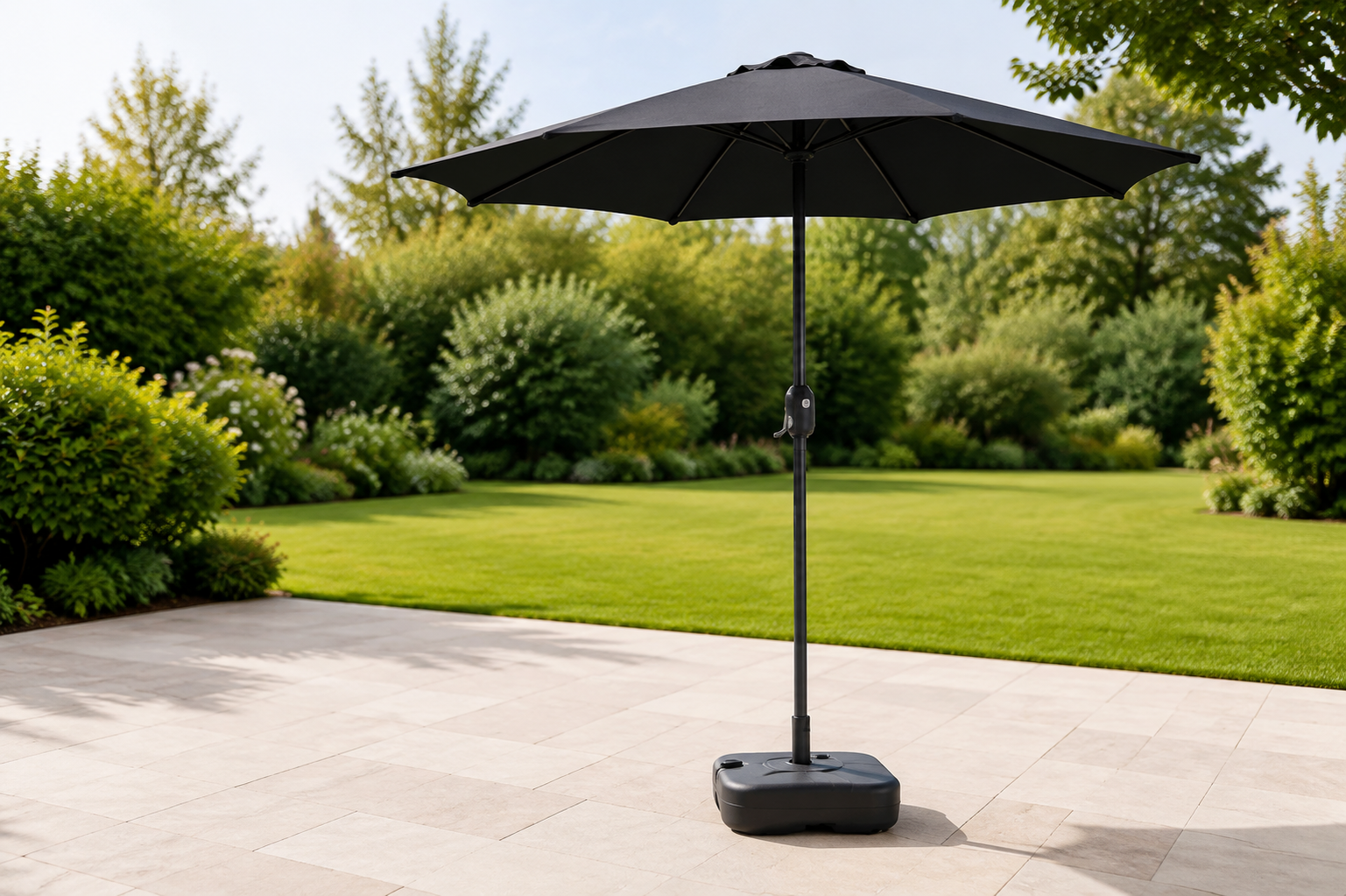 2.4M Hand Wind Outdoor Parasol With Heavy Duty Base