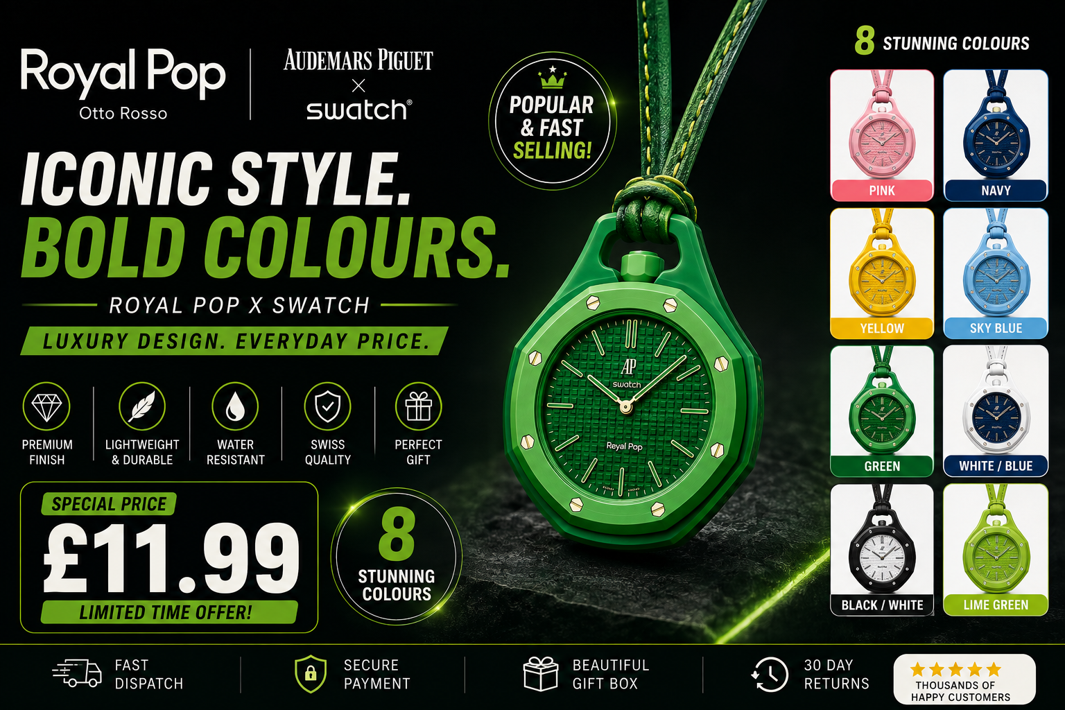 Royal Rop AP x Swatch Style Silicone Watch | Premium Quartz Wrist Watch | 8 Colours