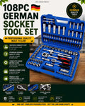 108 Piece Professional Socket & Ratchet Tool Set with Carry Case