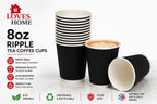 500 x 8oz Ripple Wall Disposable Tea & Coffee Cups – Black or Brown