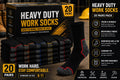 20 Pairs Heavy Duty Work Socks – Men's UK Size 6–11 Reinforced Work Boot Socks