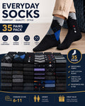 35 Pairs Everyday Socks – Unisex UK Size 6–11 Assorted Cotton Blend Socks