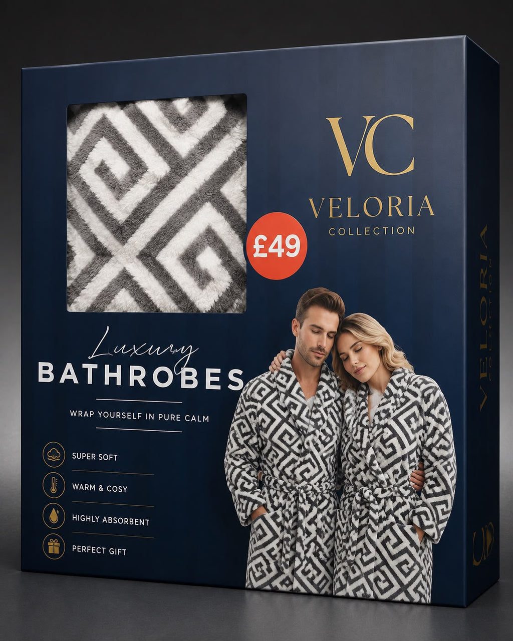 Veloria Luxury Bathrobe – Super Soft Warm & Cosy Dressing Gown