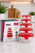 5 Piece Glass Food Storage Bowl Set with Airtight Locking Lids