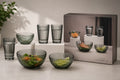7 Piece Ribbed Glassware Set – Drinking Glasses & Serving Bowls