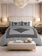Complete 4 Piece Bed Set – Duvet Cover, Fitted Sheet & 2 Pillowcases - Greek Key