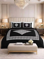Complete 4 Piece Bed Set – Duvet Cover, Fitted Sheet & 2 Pillowcases - Greek Key