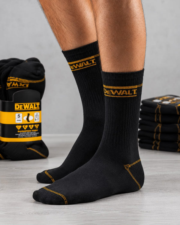 DEWALT Men’s Heavy Duty Work Socks – 20 Pairs – Black – Size 6–11