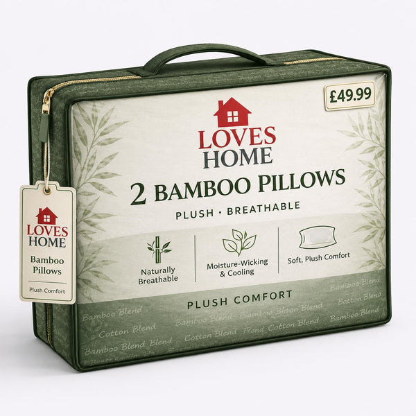 2 Pack Bamboo Pillows – Breathable Soft Plush Bed Pillows – Twin Pack