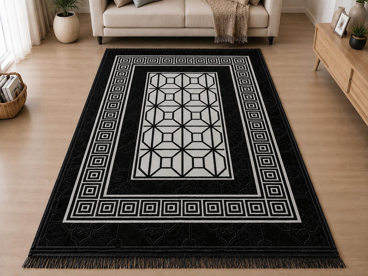 Large Soft Ribbed Area Rug 160 x 230cm – Living Room & Bedroom Carpet