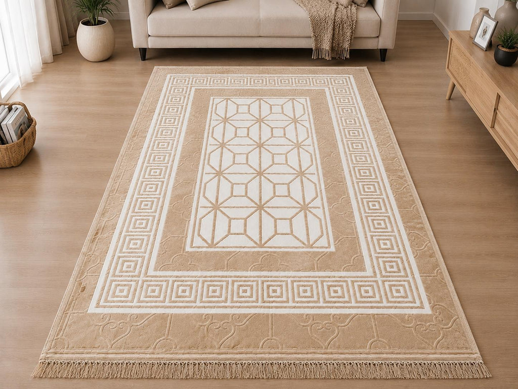 Large Soft Ribbed Area Rug 160 x 230cm – Living Room & Bedroom Carpet