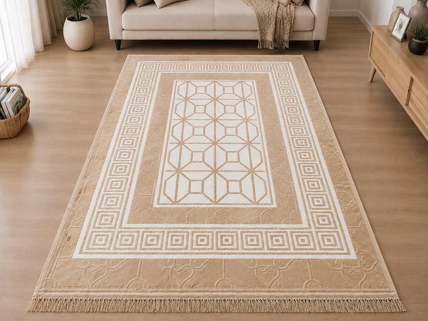 Large Soft Ribbed Area Rug 160 x 230cm – Living Room & Bedroom Carpet