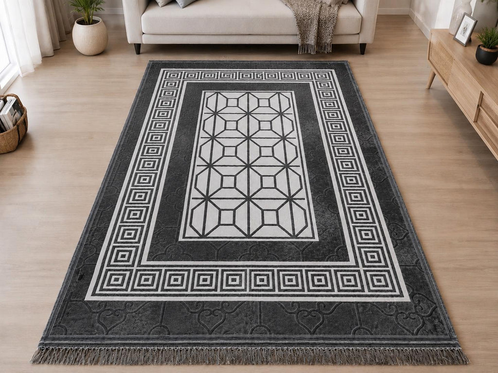 Large Soft Ribbed Area Rug 160 x 230cm – Living Room & Bedroom Carpet