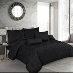 7 Piece King Size Bed in a Bag Bedding Set – Suitable for King & Double Beds – Comforter, Fitted Sheet, Cushions & Neck Roll