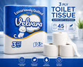 Velvara Luxury 3 Ply Toilet Tissue – 45 Roll Family Pack – Super Soft & Strong