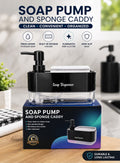 Soap Pump Dispenser with Sponge Caddy – Kitchen Sink Soap Dispenser & Sponge Holder