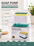 Soap Pump Dispenser with Sponge Caddy | Kitchen Soap Dispenser White