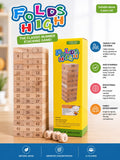 Folds High Wooden Stacking Tower Game | Family Block Balance Game with Dice