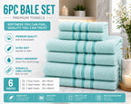 6 Piece Premium Towel Bale Set | 2 Bath Towels, 2 Hand Towels & 2 Face Cloths | Ultra Soft & Highly Absorbent