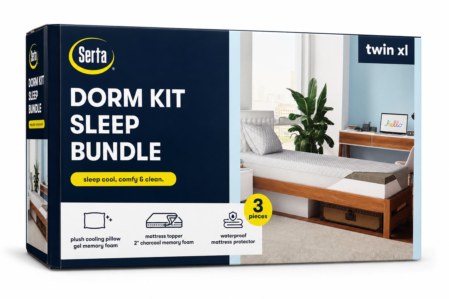 Single Sleep Bundle | Mattress Topper, Cooling Gel Memory Foam Pillow & Waterproof Mattress Protector | 3 Piece Set