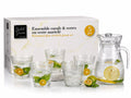 5 Piece Hammered Glass Carafe & Tumbler Set | 1 Jug & 4 Glasses | Clear Glass