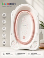 Foldable Baby Bath Tub | BPA Free | Non-Slip | Space Saving | Pink & Grey