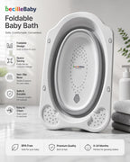 Foldable Baby Bath Tub | BPA Free | Non-Slip | Space Saving | Pink & Grey