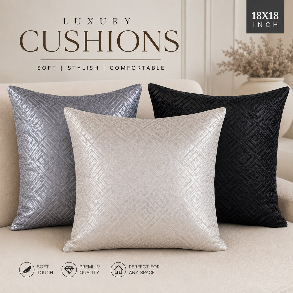 Luxury Filled Cushion | Soft Decorative Cushion | Available in 18x18" & 26x26" | 3 Colours