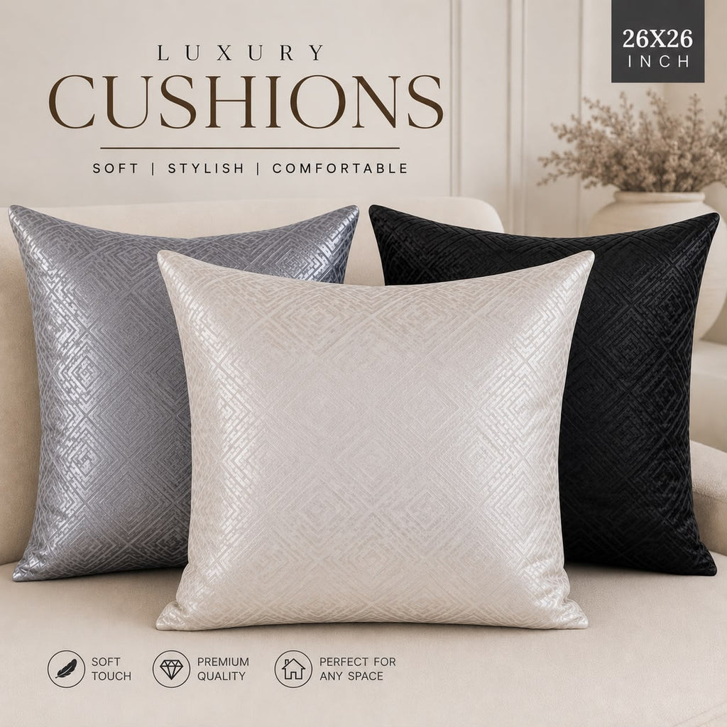 Luxury Filled Cushion | Soft Decorative Cushion | Available in 18x18" & 26x26" | 3 Colours