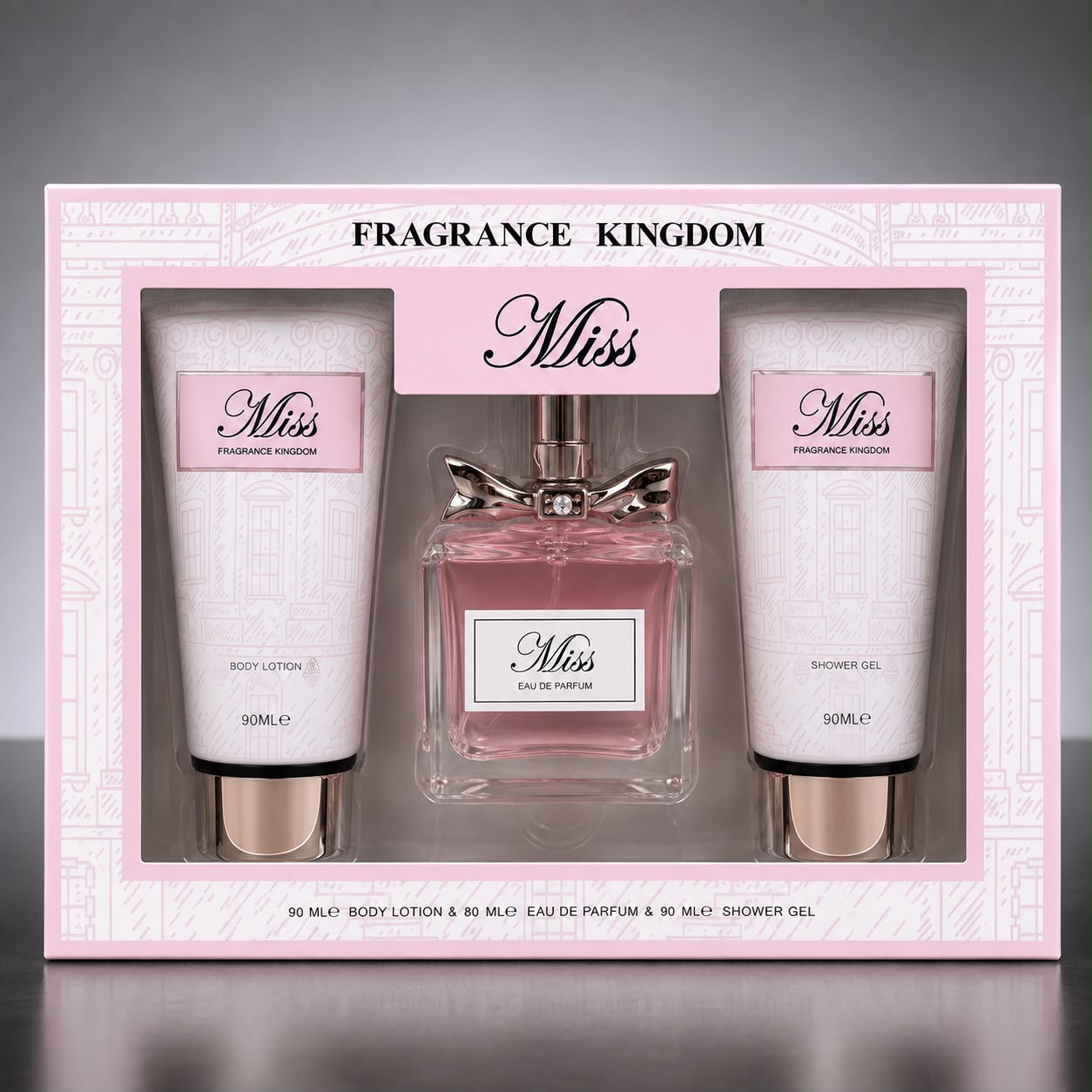 Miss Women's 3 Piece Fragrance Gift Set | Eau De Parfum 80ml + Body Lotion 90ml + Shower Gel 90ml