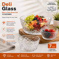 7 Piece Crystal Glass Serving Bowl Set | 1 Large + 6 Small Dessert, Salad & Snack Bowls