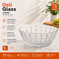 Deli Glass Marco Polo Crystal Serving Bowl 223mm | Large Diamond Cut Fruit, Salad & Dessert Bowl