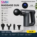 SMH Deep Tissue Massage Gun | LCD Touch Display | 4 Massage Heads | Rechargeable Muscle Therapy Massager