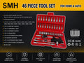 46 Piece Socket & Ratchet Tool Set | Home & Auto Repair Kit | Portable Blow Mould Case