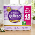 Gentille Quilted 3 Ply Premium Toilet Roll 48 Pack | Soft Strong Absorbent Bathroom Tissue | Big Value Family Pack | White Toilet Paper Rolls