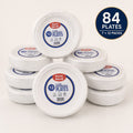 84 Large Biodegradable Disposable Plates | 9 Inch White Party Plates | 7 Packs x 12 Plates | Strong & Sturdy for BBQs, Parties & Catering
